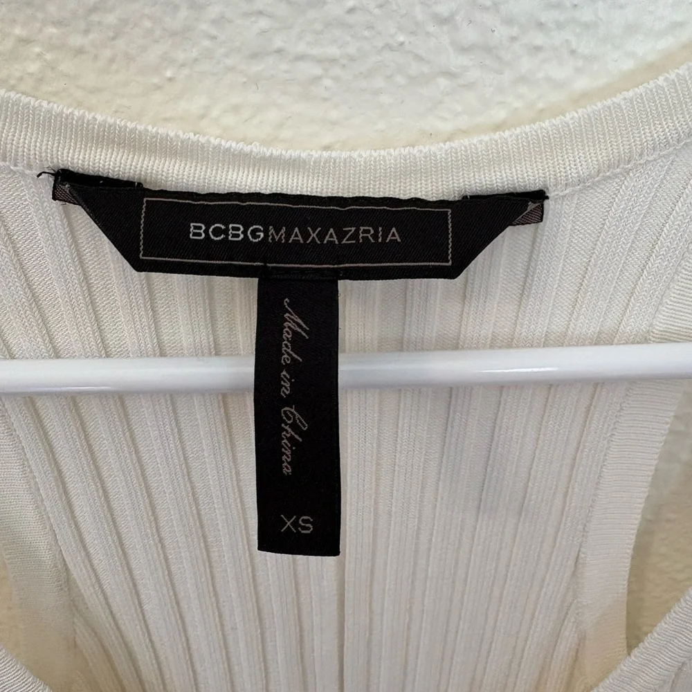 BCBGMaxAzria White Ribbed Bodycon Dress - Picture 2 of 7